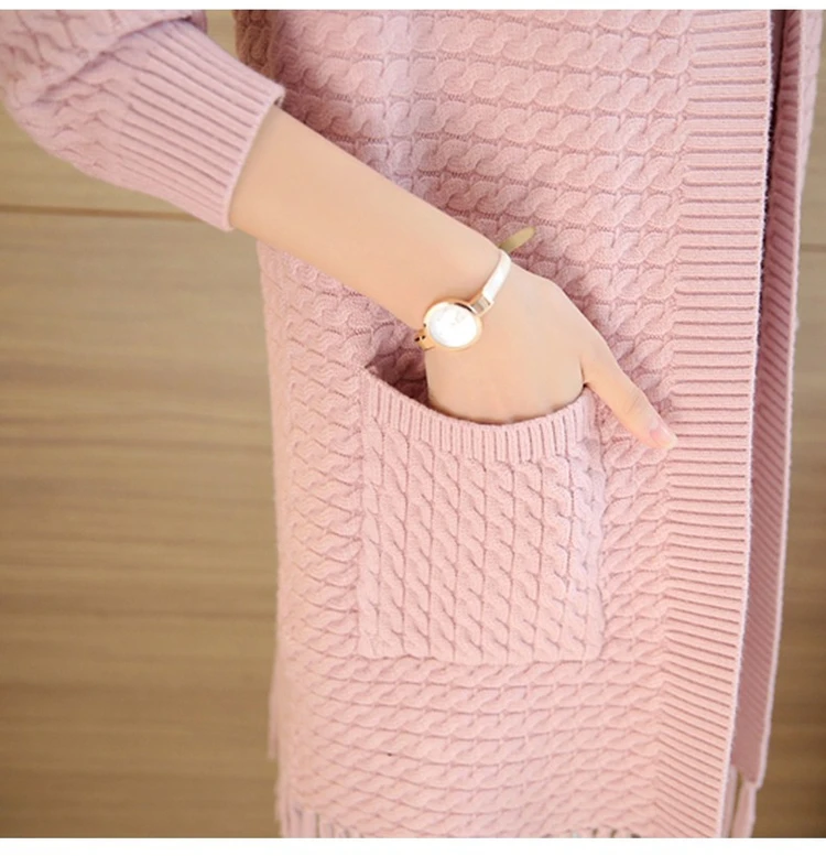 

GOOHOJIO 2020 Women Knitted Cardigan Sweaters Female Fashion Tops Tassel Long Sleeve Casual Outwears V Neck Coats Loose Sweaters