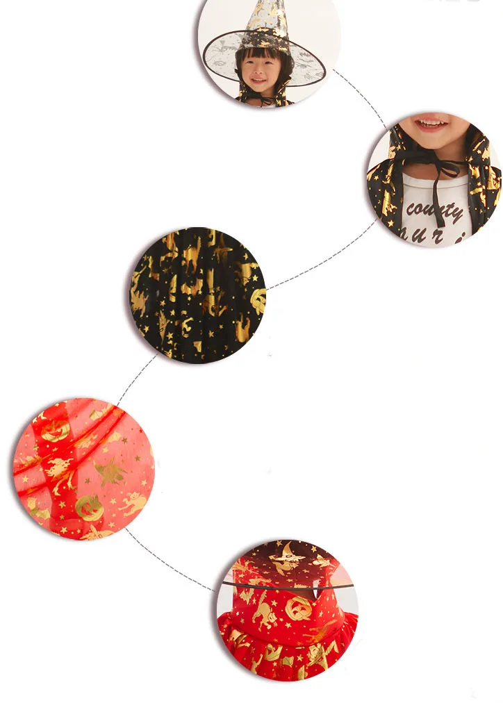 

Halloween Kids Wizard Witch Cloak Cape Cosplay Children Birthday Fancy Dress Costume Christmas