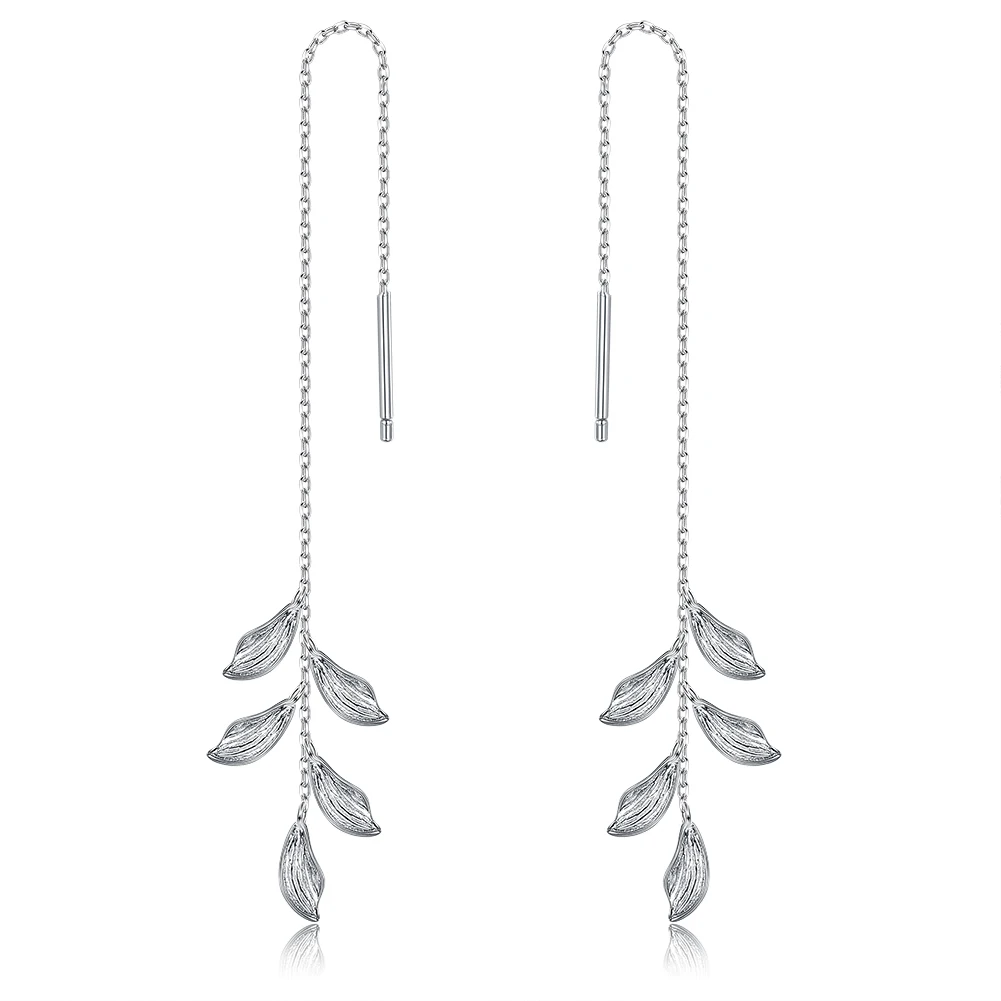 

ZEMIOR 100% 925 Sterling Silver Earrings For Women Drop leaf Shape Simple Fashion Birthday Gift For Girlfriend Fine Jewelry