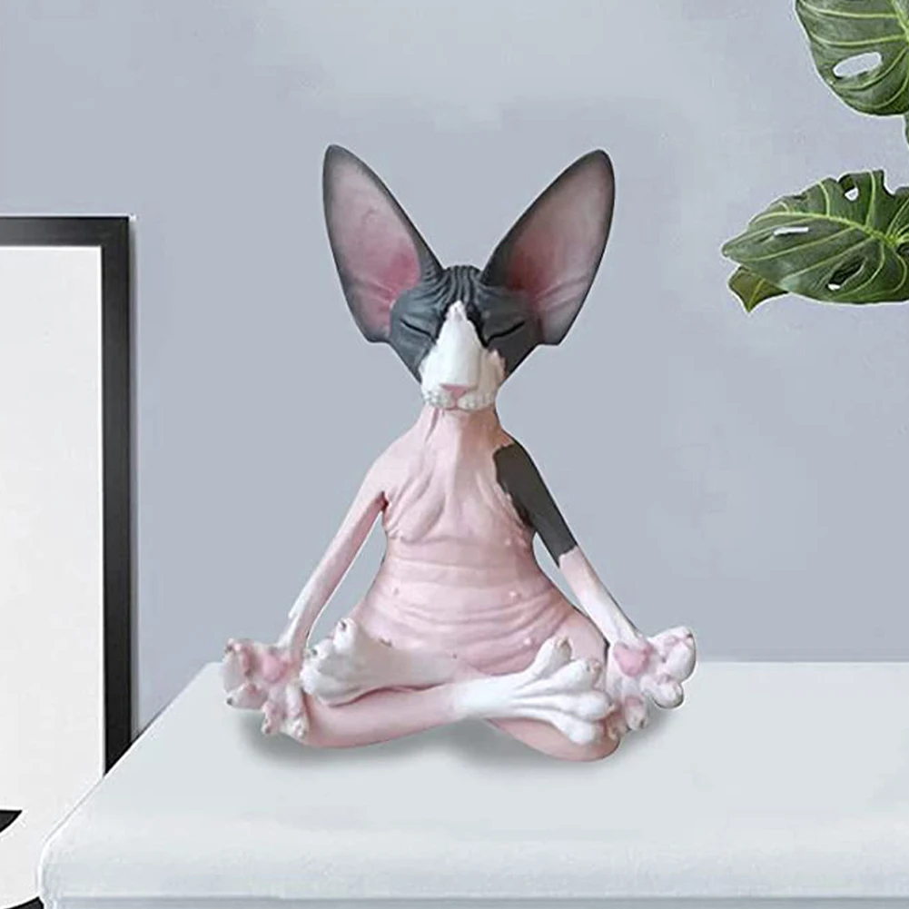 

Whimsical Buddha Cat Figurine Meditation Cat Meditate Art Sculptures Outdoor Garden Statues Figurines Desk Decoration Gift