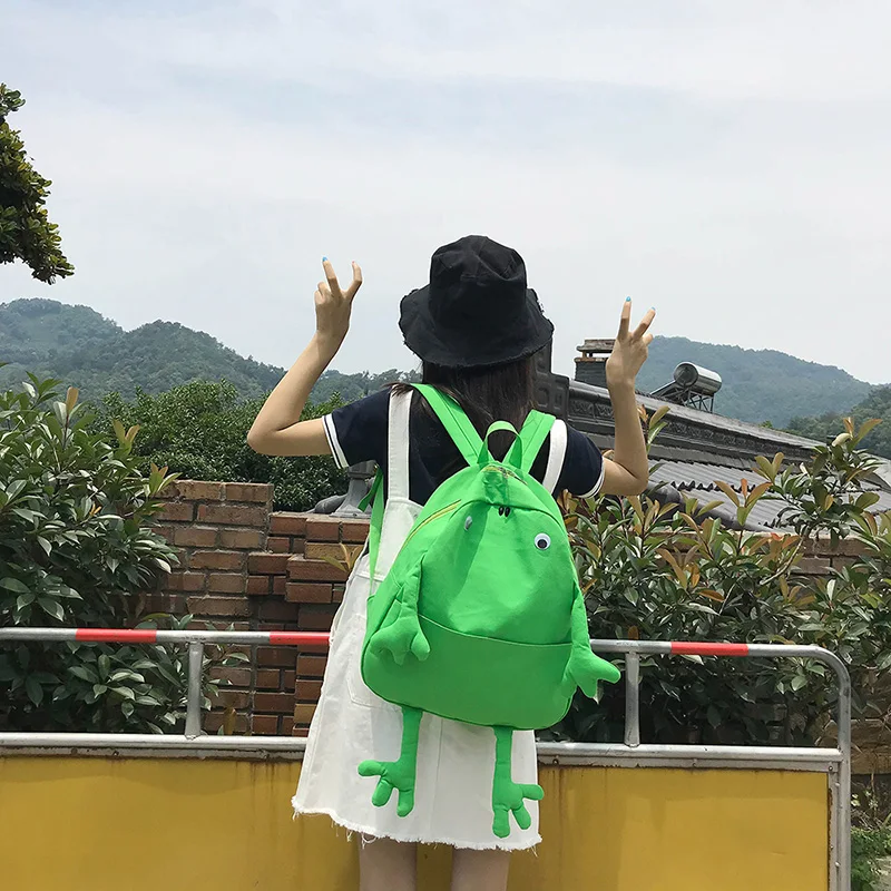 Модный новый персональный милый холщовый рюкзак с лягушкой из мультфильма милая