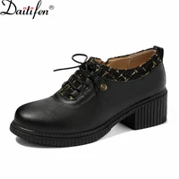 daitifen 2022 women sweet spring autumn single shoes lace up oxford shoes square heel fashion mixed colors women casual shoes