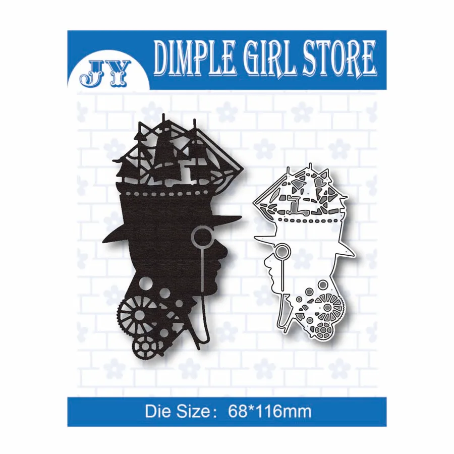 

Punk Gear Character Ship 2021 New Design Cutting Template Embossed Card Punch Scrapbook DIY Craft Stamp Greeting Card Decoration