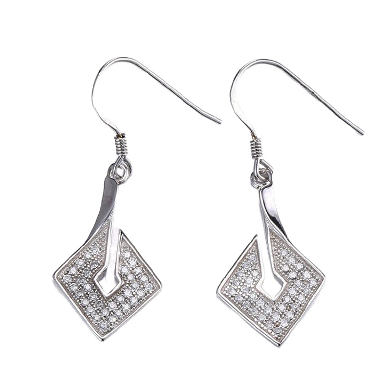 Уникальные женские циркония вымощенный набор ромб длинные Позолоченные