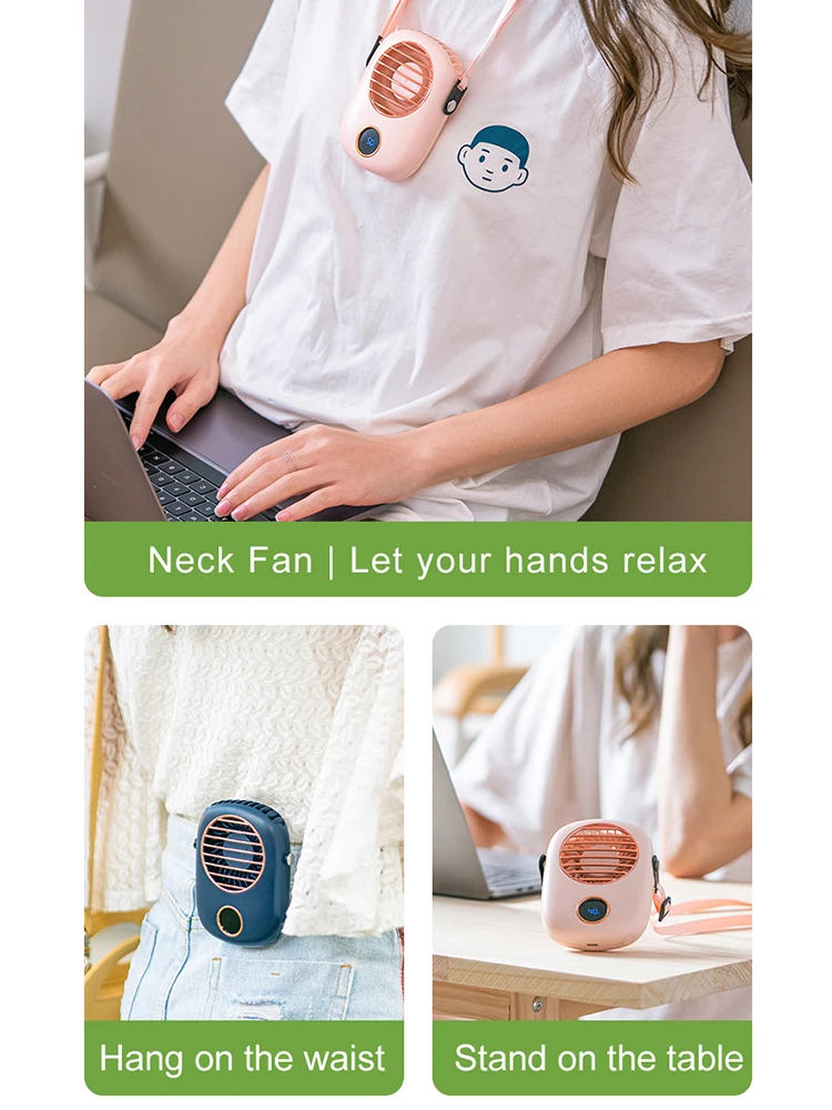 Шейный мини вентилятор Usb 5 В перезаряжаемый портативный бесшумный охлаждающий