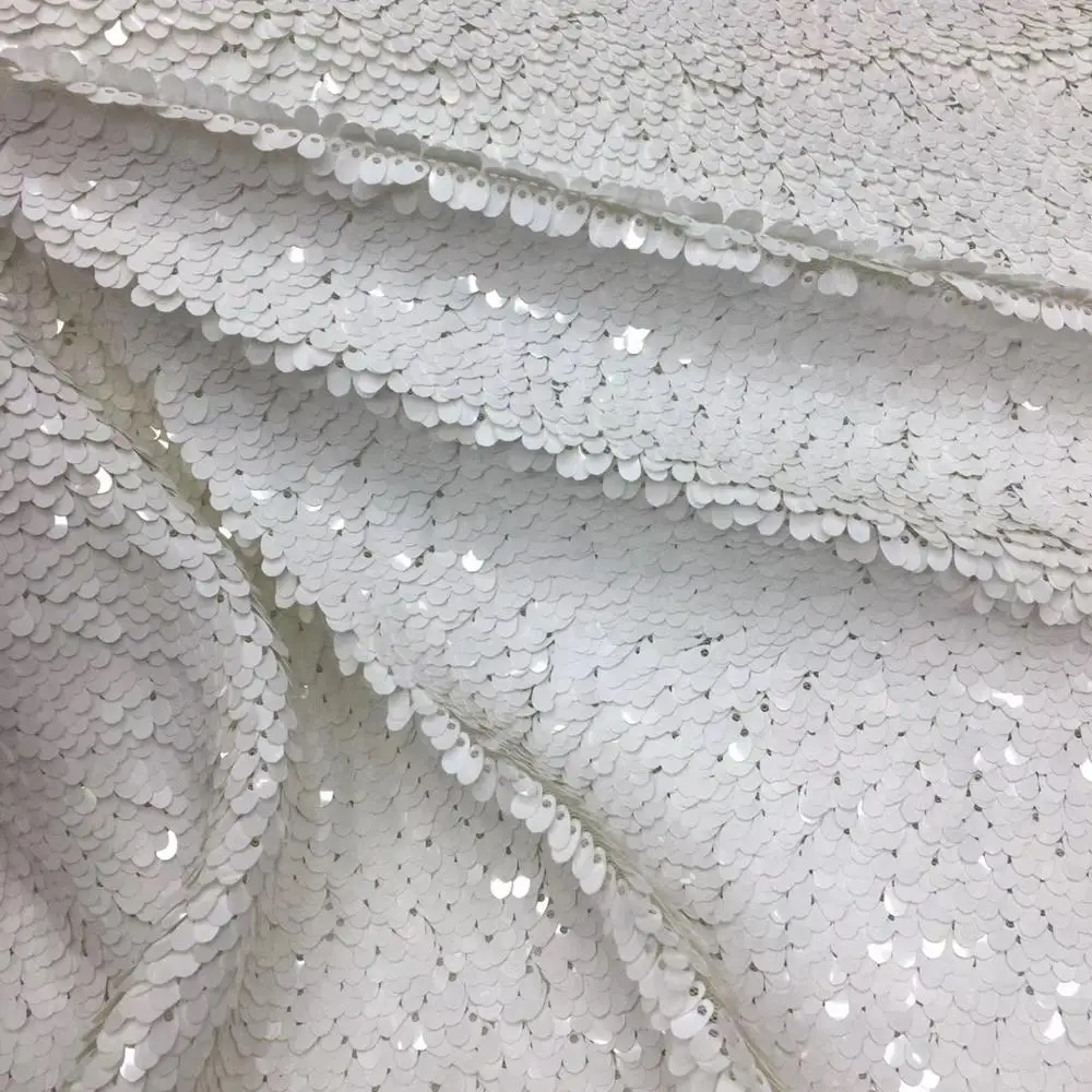 

Ткань кружевная белая, с вышивкой и блестками, 5 ярдов/шт, для свадебного платья, FSS218