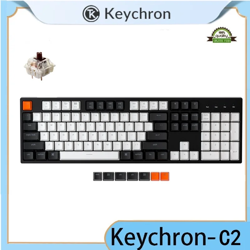 

Проводная Механическая клавиатура Keychron C2 G с разъемом Type-C, белый переключатель Gateron с белой подсветкой и возможностью горячей замены, клавиш...