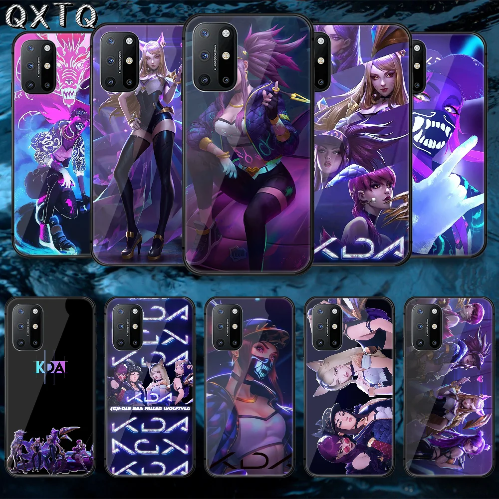 

QXTQ LOL KDA Akali Kaisa Tempered Glass Mobile Phone Bag Case Cover For Oneplus Oppo Realme Find X2 3 6 7 8 9 T Pro Nord Gt Neo
