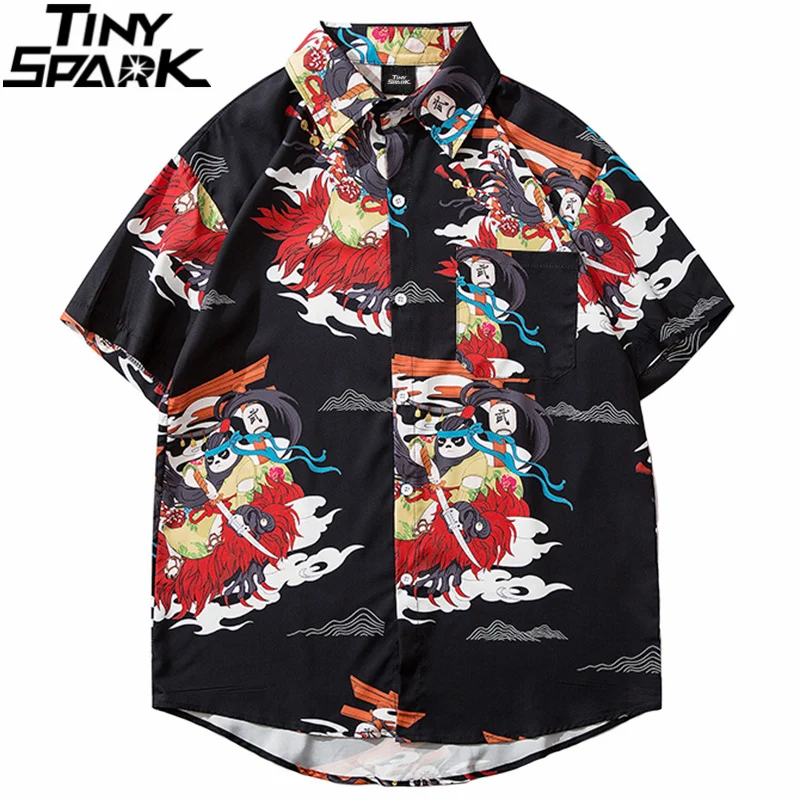 Мужская гавайская рубашка с пандой Samuri 2021 в стиле хип-хоп уличная пляжная Harajuku