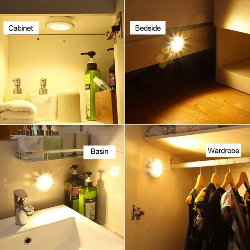 3 шт. белый шкаф под шкафом ночник с питанием от аккумулятора 5 светодиодный