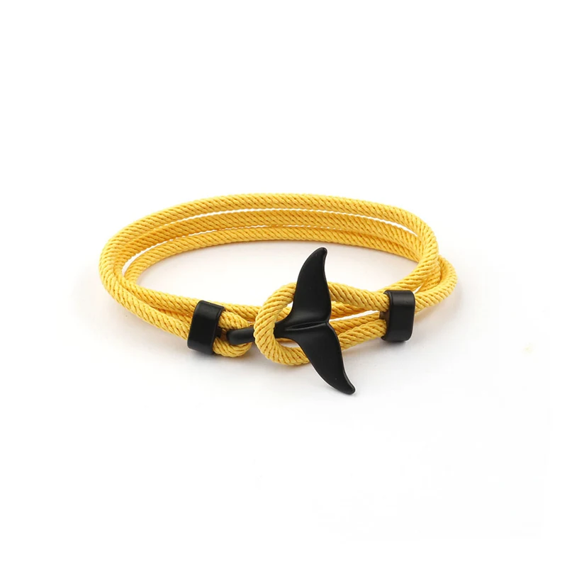 yellow NIUYITID New Whale Tail Anchor Bracelet Women Red thread Nautical Male Men Charm Braclet Jewelry lovers' Accessories - Окраска металла: yellow
