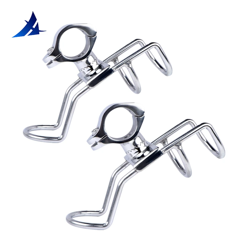 

2 PCS 316 Stainless steel Rail Mounted Clamp on Rod Holder Double Wire Stainless Steel for Fishing Boat Kayak