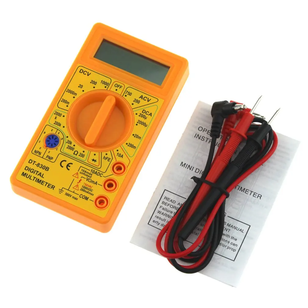 

Universal DT-830B Mini Pocket Digital Multimeter 1999 Counts AC/DC Volt Amp Ohm Diode hFE Tester Ammeter Voltmeter Ohmmeter