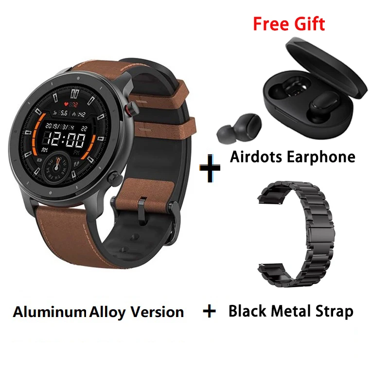 [Глобальная версия] Huami Amazfit GTR 47 мм 42 мм gps Смарт часы мужские 5ATM водонепроницаемые Смарт часы 24 дня батарея - Цвет: A add black metal