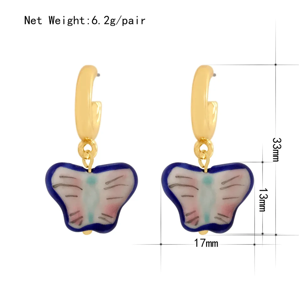 

Blue Glass Butterfly Drop Earrings for Women Multicolor 2021 Alloy Dangle Earrings Statement Earring Wedding Jewelry Wholesale