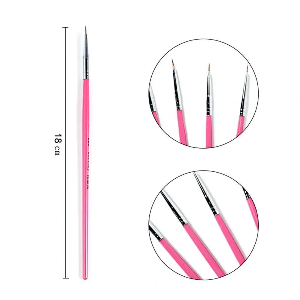 

Nail Painting Pen Smooth Surface Flat Head Acrylic Pink Manicure Liner Brush for Female