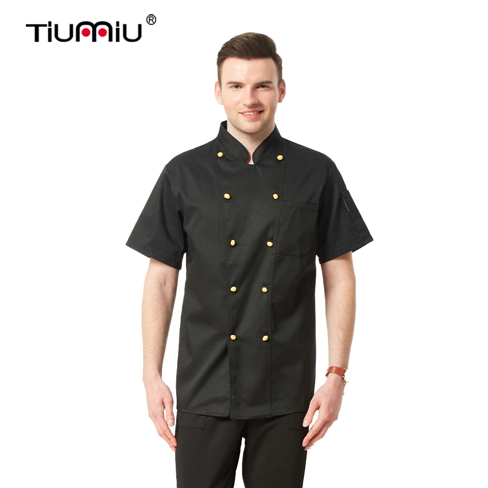 

Униформа шеф-повара, женская, мужская, ресторанная, женская рубашка шеф-повара, летняя, с коротким рукавом, дышащая, для отеля, кухонная Рабоч...