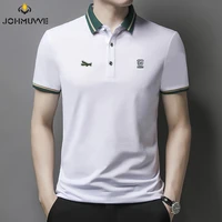 johmuvve new fashion polo shirt men cotton lapel puppy embroidered t shirt formal wear office casual business short sleeve