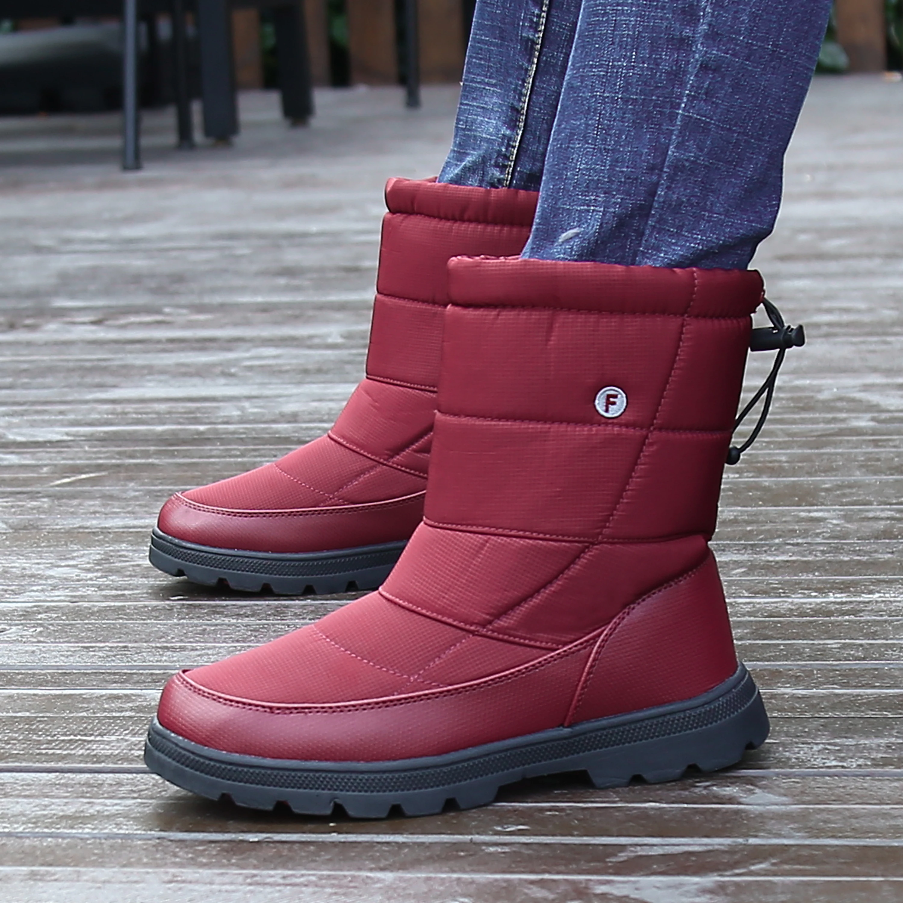 Зимняя мужская обувь теплые плюшевые зимние ботинки Мужская водонепроницаемая