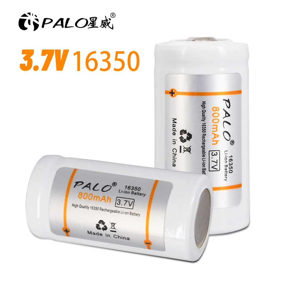 

Литий-ионная аккумуляторная батарея PALO 3,7 в 16340/16350, 800 мАч, 3,7 вольт, литий-ионные батареи 16350