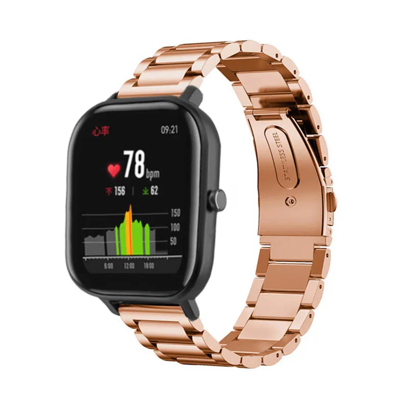 20 мм для Xiaomi Huami Amazfit GTS Bip BIT PACE Lite Молодежный ремешок из нержавеющей стали Замена для samsung Galaxy 42 мм браслет