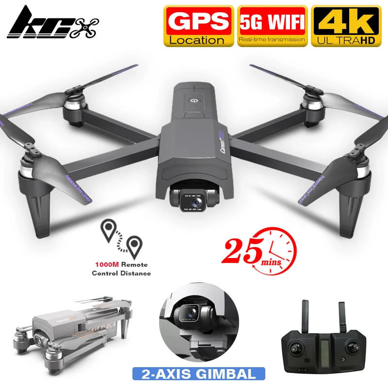 

KCX 1KM 2-Axis Self Stabilization Gimbal Camera Drone 25mins 5G WIFI FPV Brushless Quadcopter Professional 4K GPS Dron ICAMERA1