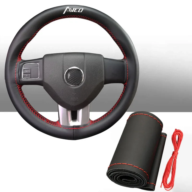 

38 CM Top Genuine Leather Steering Wheel Cover for Chevrolet Aveo Car Interior Accessories