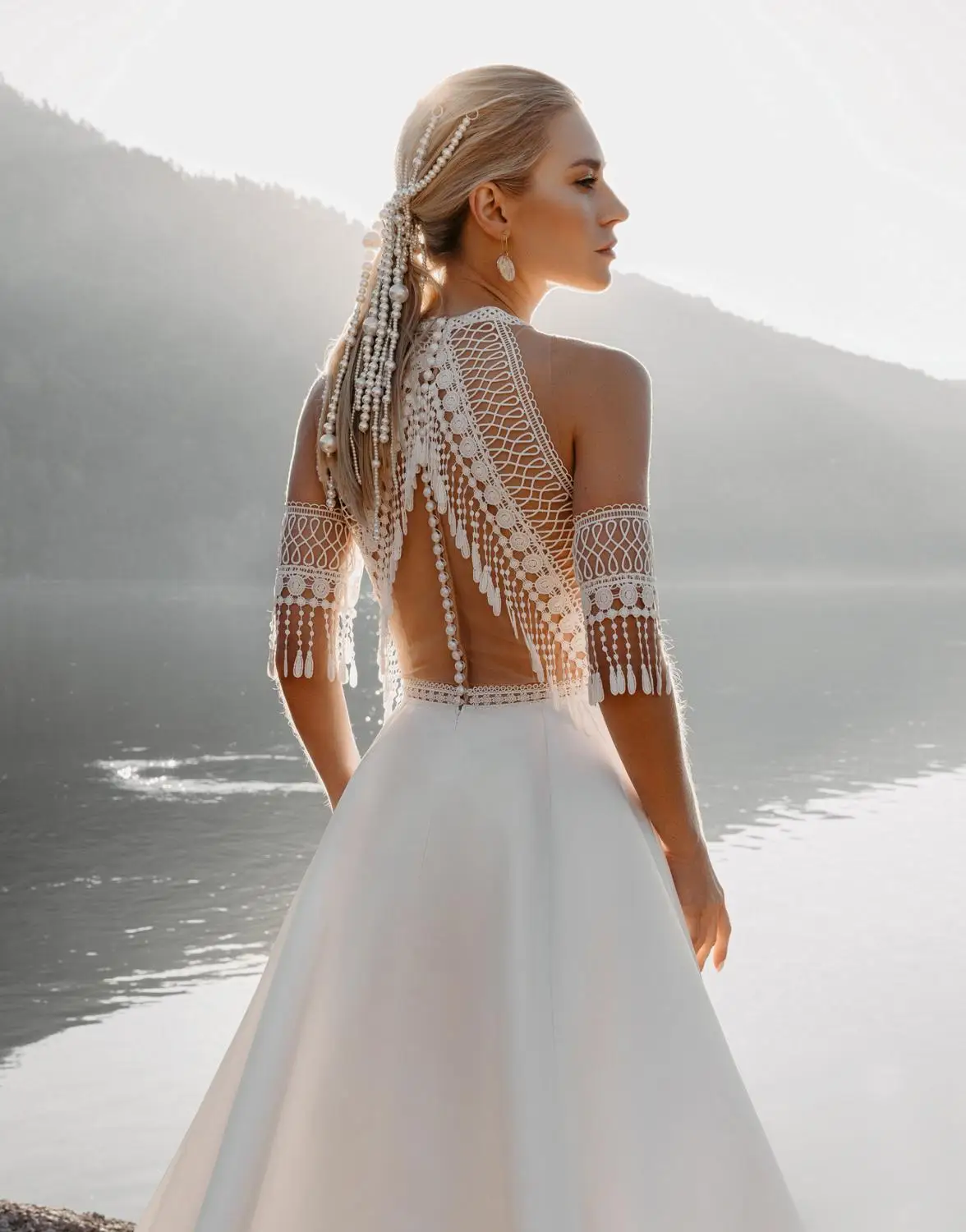 2020 богемное свадебное платье Кружевная аппликация искусственная кожа на