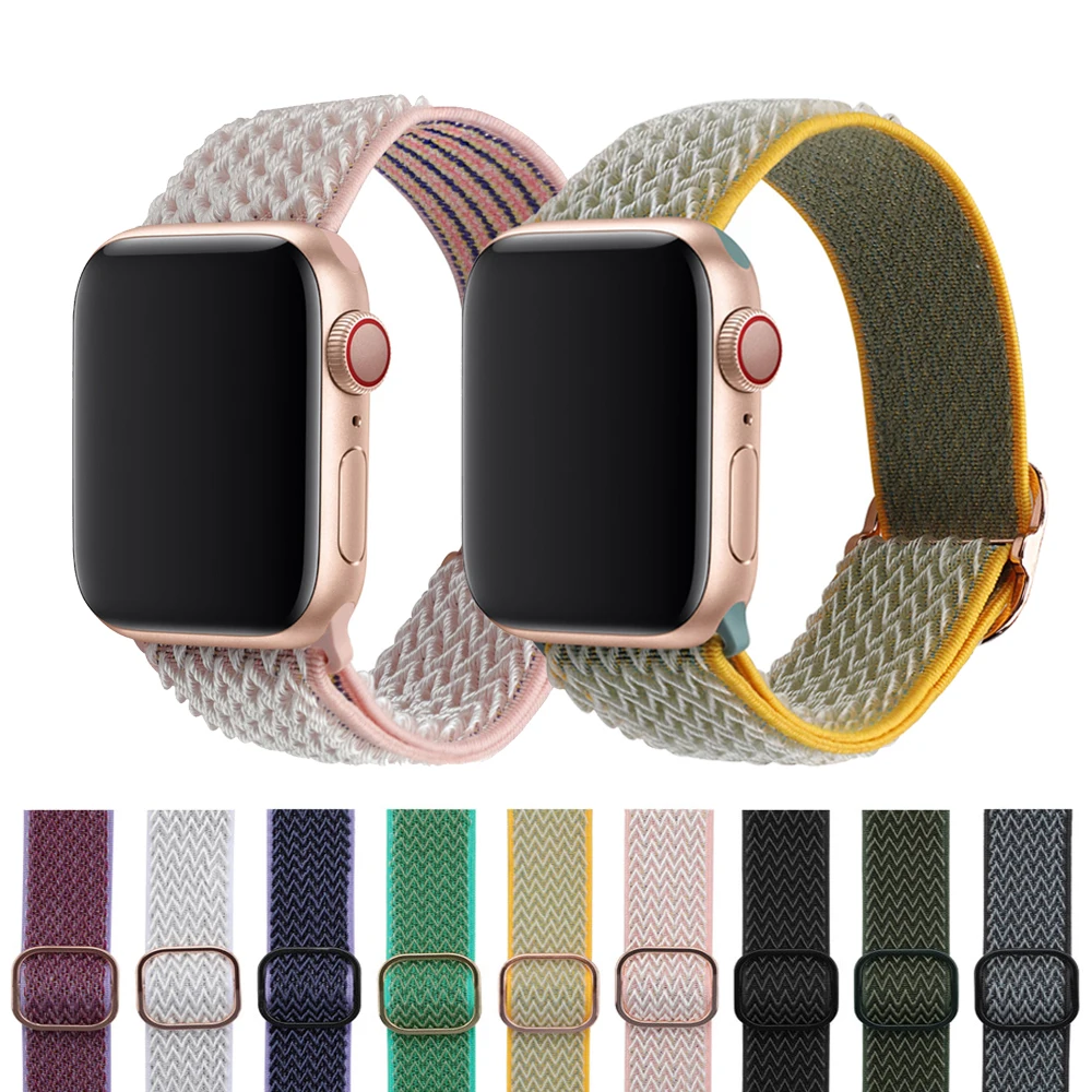 

Нейлоновый Плетеный ремешок для Apple Watch 44 мм 42 мм 40 мм 38 мм, регулируемый браслет для iWatch Series 6 SE 5 4 3