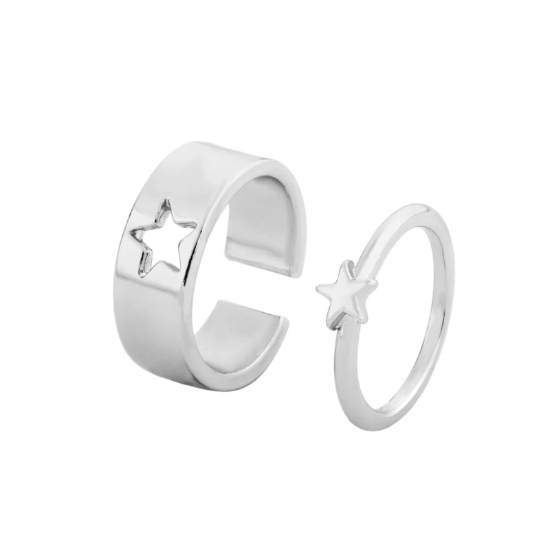 

2021 New 2 PCs Unisex Mushroom Ring Hollow Ring Ins Girl Vintage Ring Opening Adjustable Ring Butterfly Ring Set For Women Men