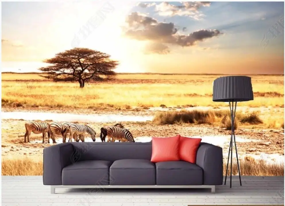 

3d photo wall paper custom mural African grassland zebra home decor in the living room Wallpaper for walls in rolls