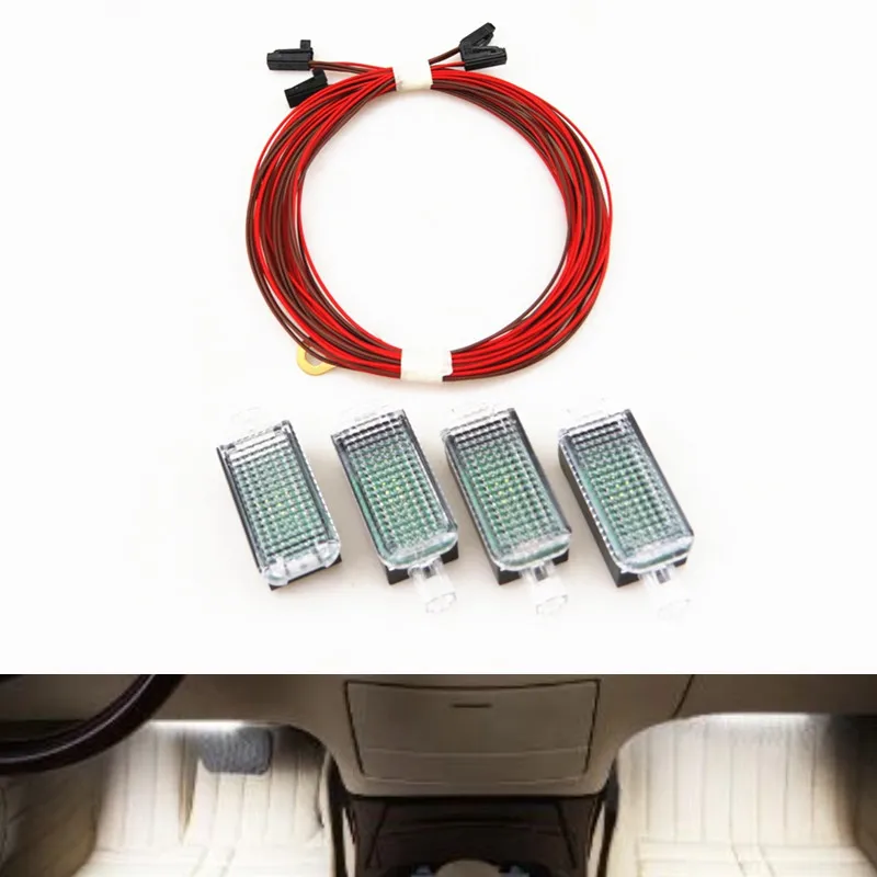 

Car accessories interior LED Footwell Lights&Cable Wire For Passat B6 B7 Golf 5 MK5 6 MK6 SEAT Toledo Leon A3 A4 A5 A6 Q3 Q5 Q7