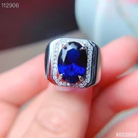 kjjeaxcmy boutique jewelry 925 sterling silver inlaid natural sapphire ring delicate men classic ring support testing