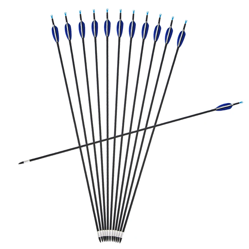 

12pcs 32Inch Spine 700 Archery Mixed Carbon Arrow with 3inch Real Feathers ID 5.2mm for Recurve Compound Bow Hunting Shooting