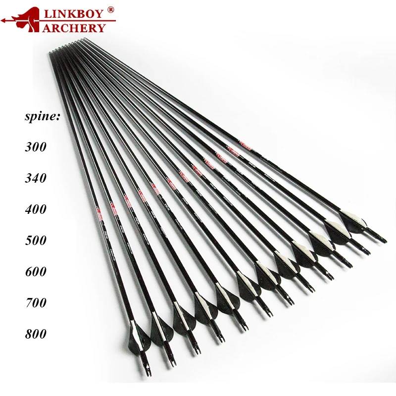 

Linkboy Archery Carbon Arrows ID6.2mm Spine300-800 12PCS +1PCS Archery Quiver Comopund Traditional Recurve Bow Hunting Shooting