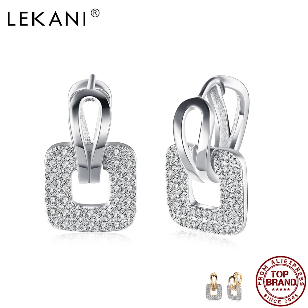 LEKANI квадратной формы шампанское золото висячие серьги для женщин белого и