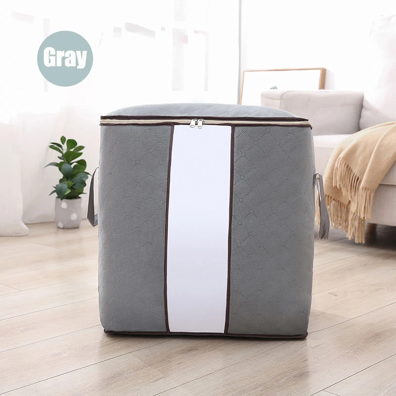 Side handle-gray TWDW Водонепроницаемая Стеганая сумка для хранения очень большая Нетканая Одежда для хранения игрушек шкаф пылезащитный чехол для одежды домашняя сумка-Органайзер - Цвет: Side handle-gray