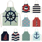1 шт. фартук шеф-повара с морским якорем для кухни, фартуки из хлопка и льна для домашнего приготовления пищи, нагрудники для выпечки 53*65 см