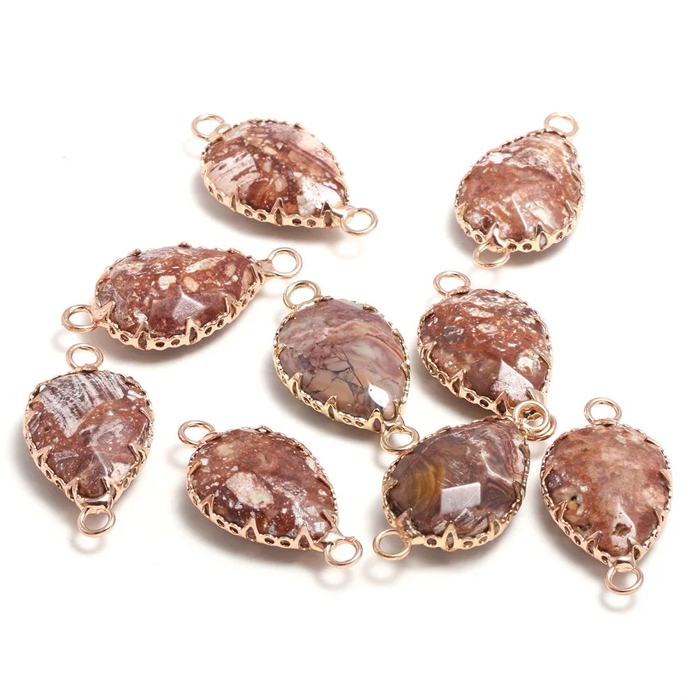 

1pcs Natural Drop-Shaped Faceted Medical Stones Lace Connector For Jewelry Making Charm Bracelets Craft Accessories Size 13x26mm