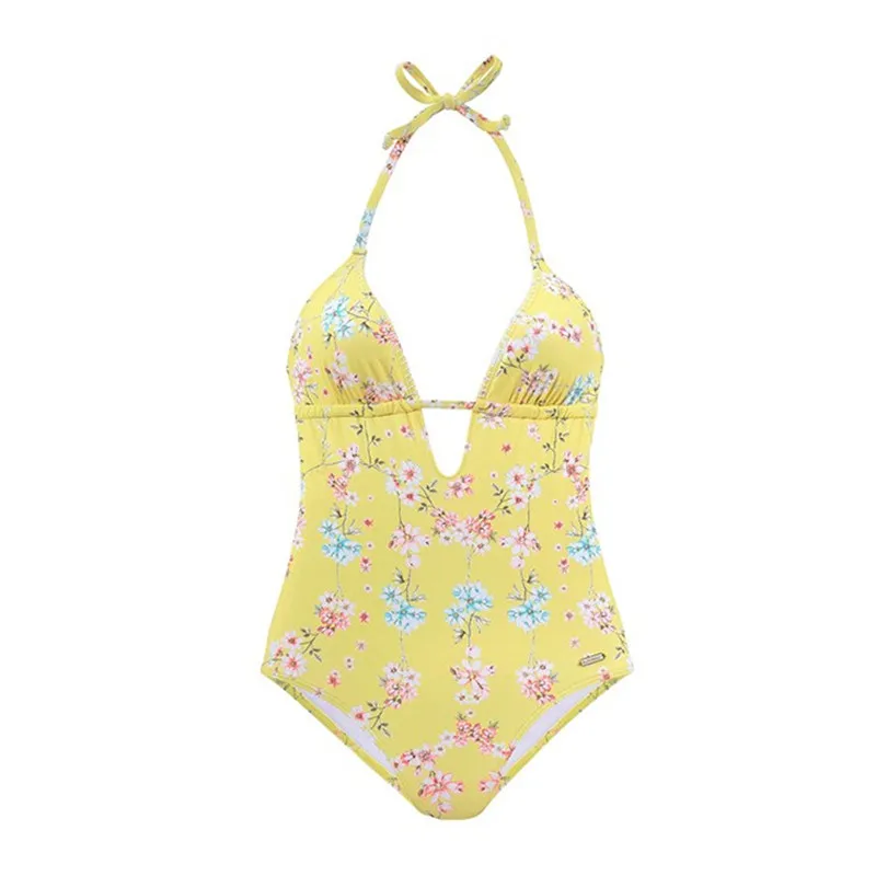 Цветочный принт сдельный купальник женский размера плюс монокини с принтом