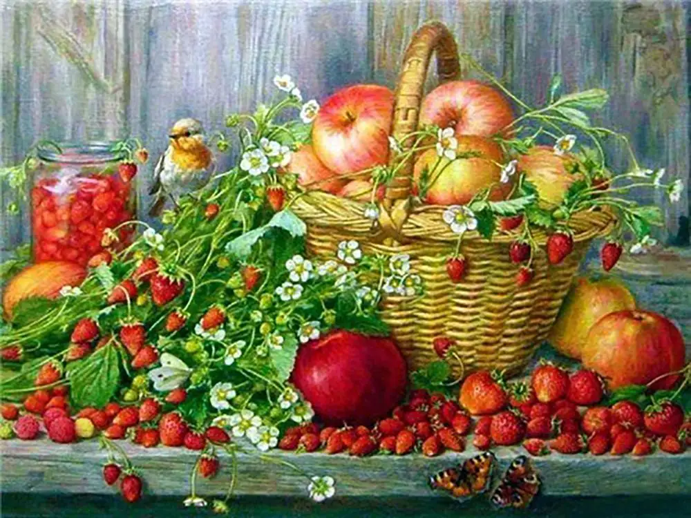 CJ1079-7 ZOOYA 5D DIY Алмазная вышивка для кухни, корзина для фруктов, винограда, алмазная Вышивка крестиком, Круглая Мозаика, украшение CJ1079 - Цвет: CJ1079-7