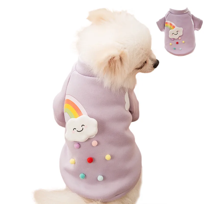 2020 одежда для щенков и собак маленьких зимняя теплая куртка с радугой пальто