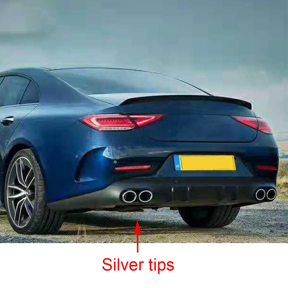 ПП черный задний бампер диффузор спойлер для Mercedes-Benz CLS класс C257 Спорт Non CLS53 AMG задний бампер диффузор - Color: with silver tips
