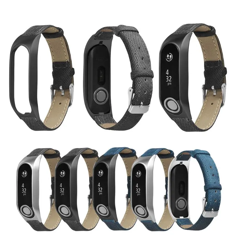 Винтажный кожаный джинсовый тканевый браслет ремешок для часов металлический