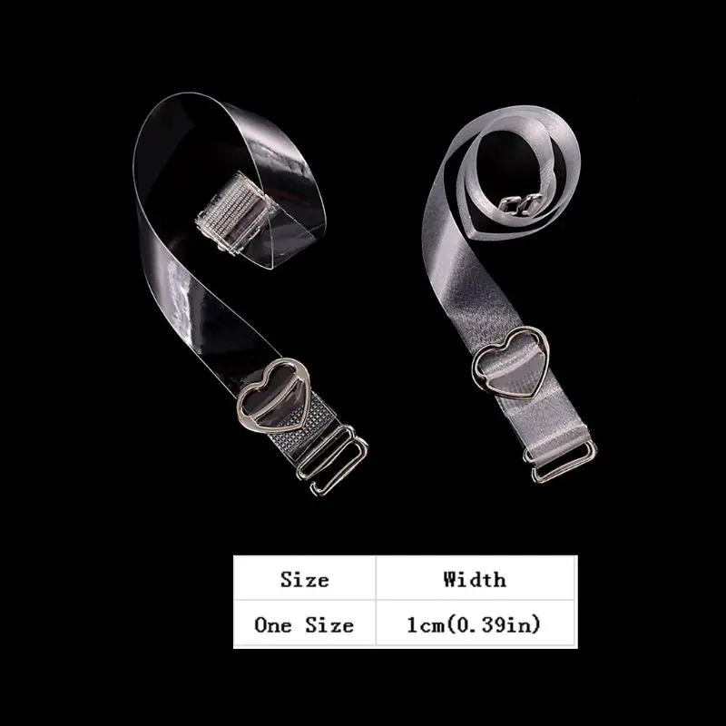 

Women Adjustable Invisible Clear Bra Shoulder Strap Belt Heart Shape Buckle 1cm