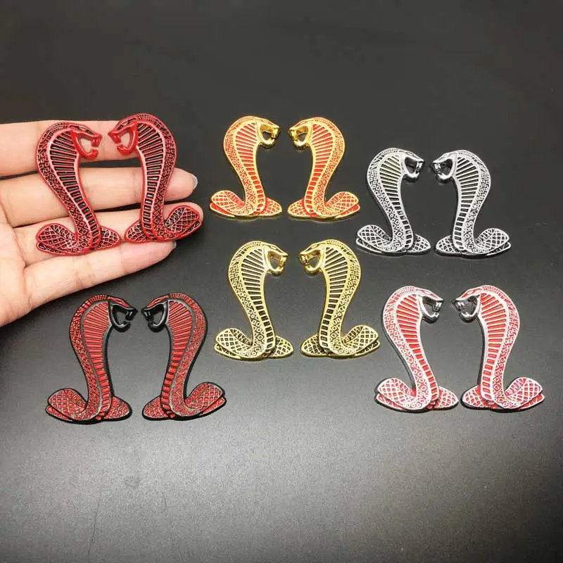 2 шт./лот металлической змеи Кобра логотип наклейка на автомобиль сбоку эмблема хвост знак авто задний багажник для Ford Mustang Кобра Шелби GT500 GT350