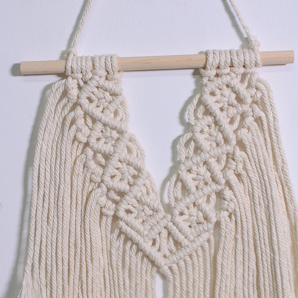 Tapiz de estilo n&oacute;rdico hecho a mano para decoraci&oacute;n de sala de estar, Mini borla, accesorios para el hogar, colgante de tela-3