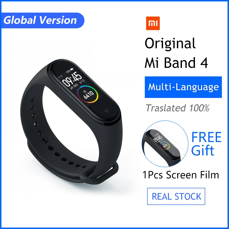GB Add Film Xiaomi mi Band 4 новейшая музыка Смарт mi band 4 Браслет Пульс фитнес 135 мАч цветной экран Bluetooth 5,0 - Цвет: GB Add Film