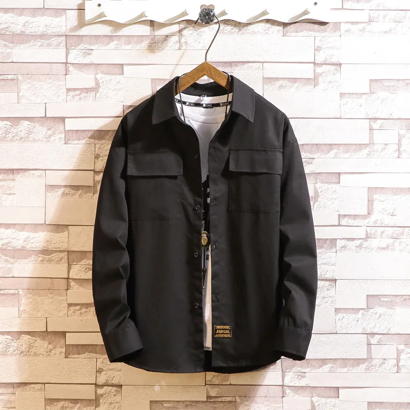 Мужская свободная рубашка с длинными рукавами Повседневная рубашка-карго