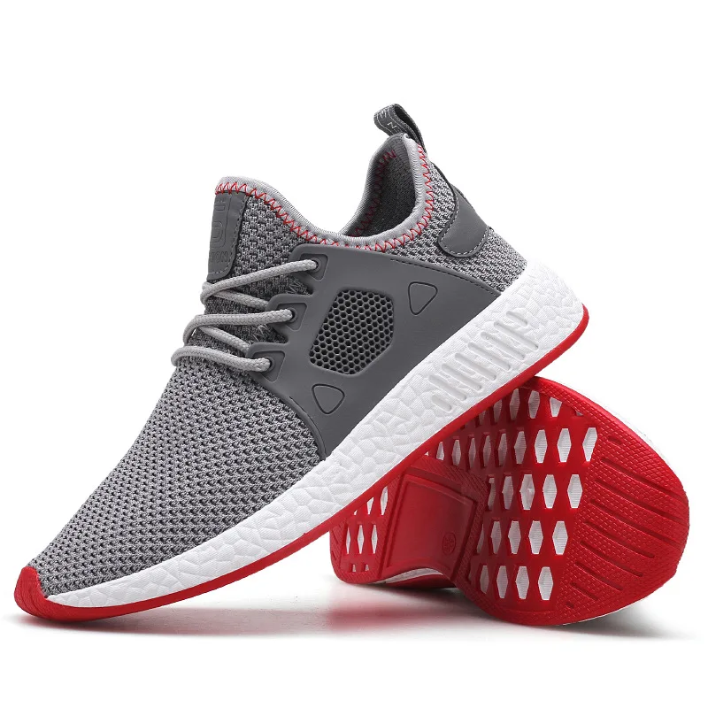 

2019 Fashion Men Shoes Casual Weaving Fly Mesh Breathable Light Soft Black Slipon Mens Shoe Male Trainers Sneakers Human Race